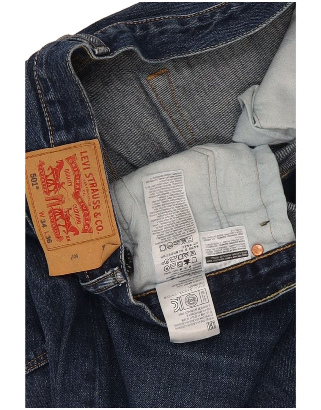 Levi's Herren 501 Straight Jeans W34 L36 Blaue Baumwolle