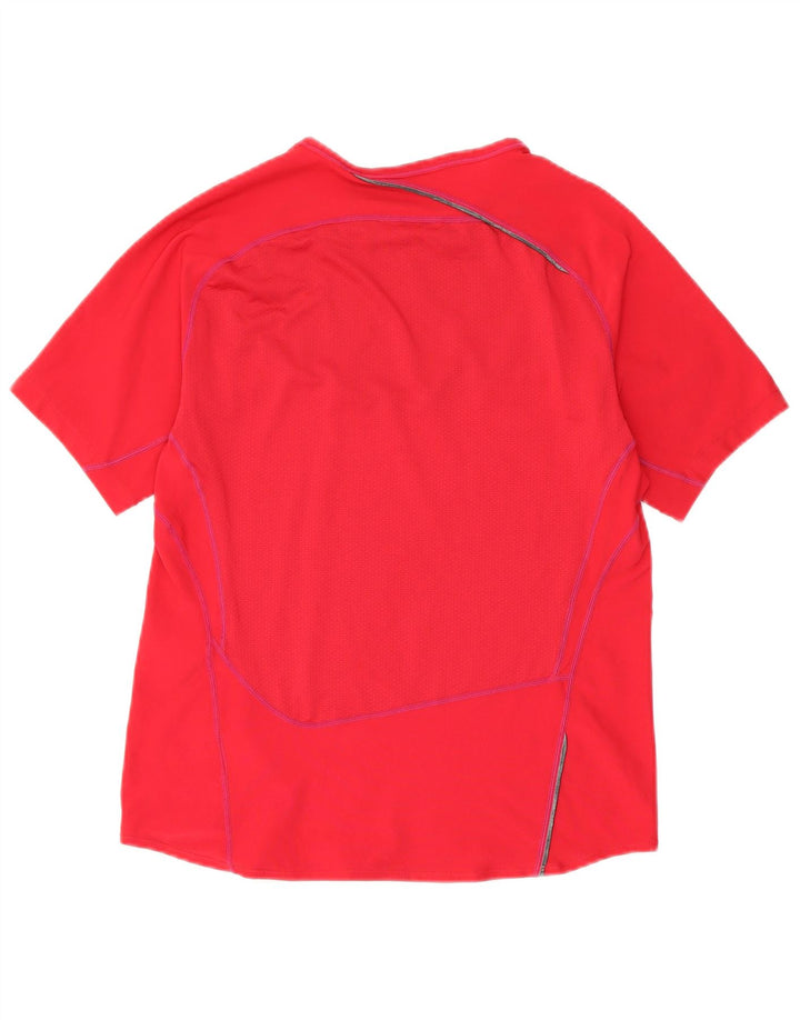 Nike Herren T-Shirt Top UK 39/41 Mittelrotes Colourblock-Polyester