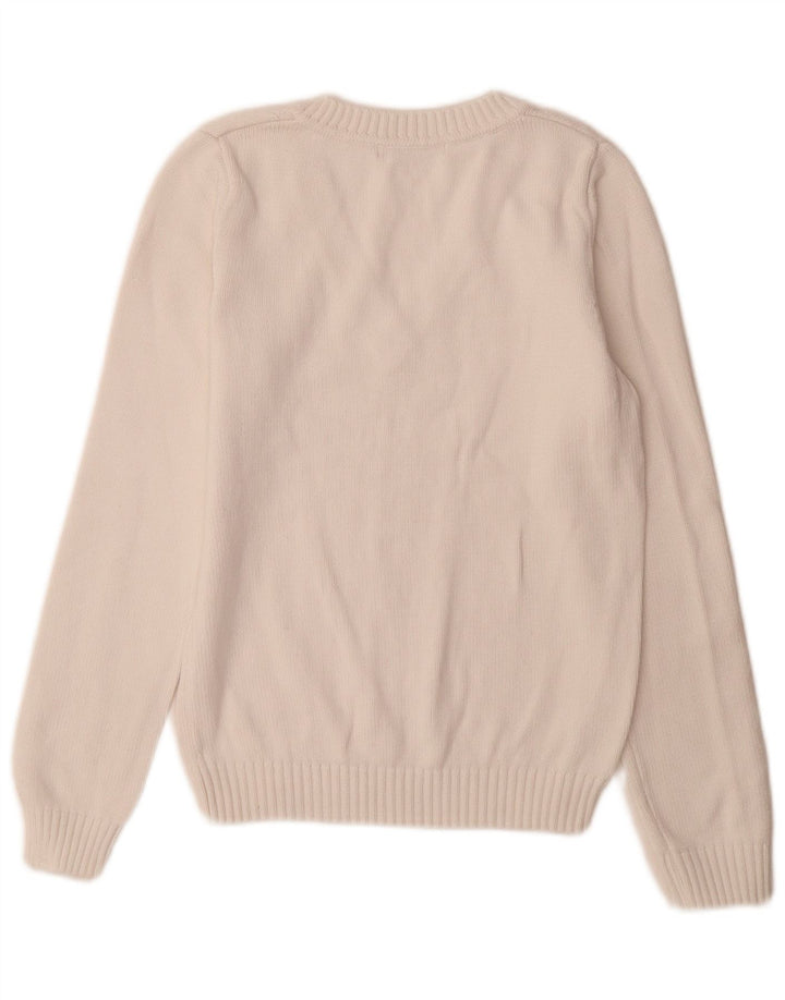 Lacoste Damen-Pullover mit V-Ausschnitt, Größe 36, kleine weiße Baumwolle