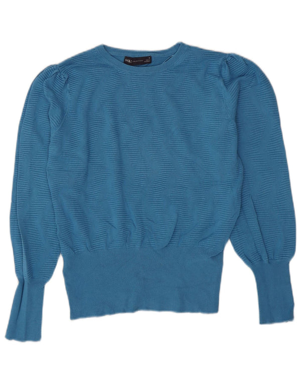 Marks & Spencer Damen-Pullover mit U-Boot-Ausschnitt, UK 12, Mittelblauer Chevron