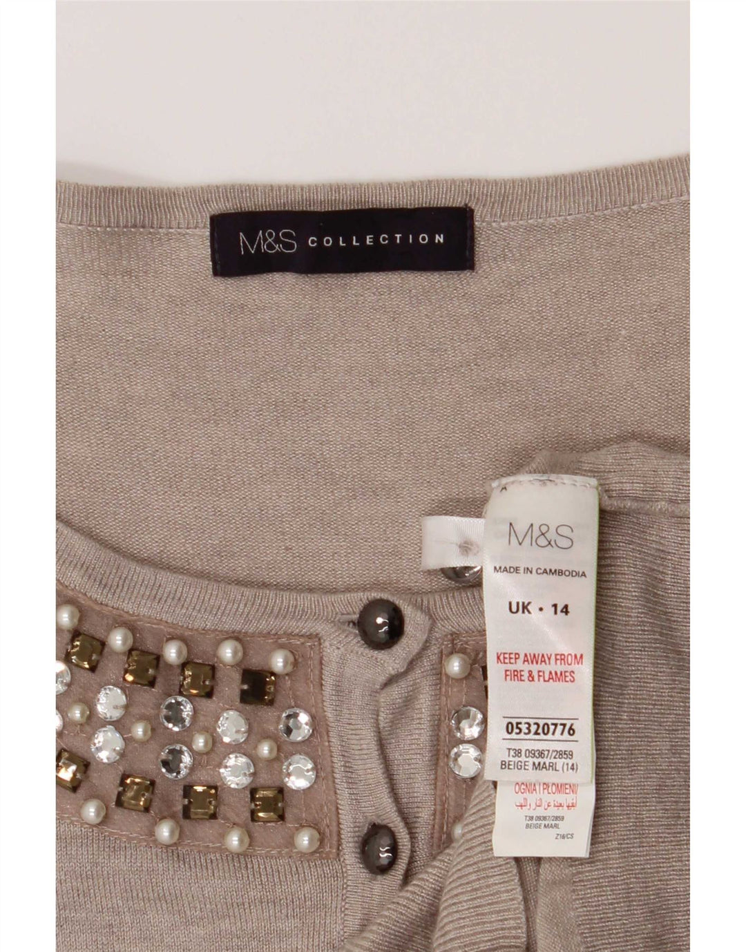 Marks & Spencer Damen Strickjacke Pullover UK 14 Mittelgraue Viskose