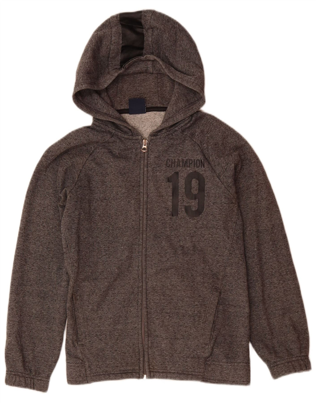 Champion Kapuzenpullover mit grafischem Reißverschluss für Jungen, 11–12 Jahre, groß, grau gefleckt
