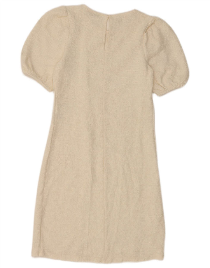 Zara Damen Etuikleid UK 8 Small Weiße Baumwolle