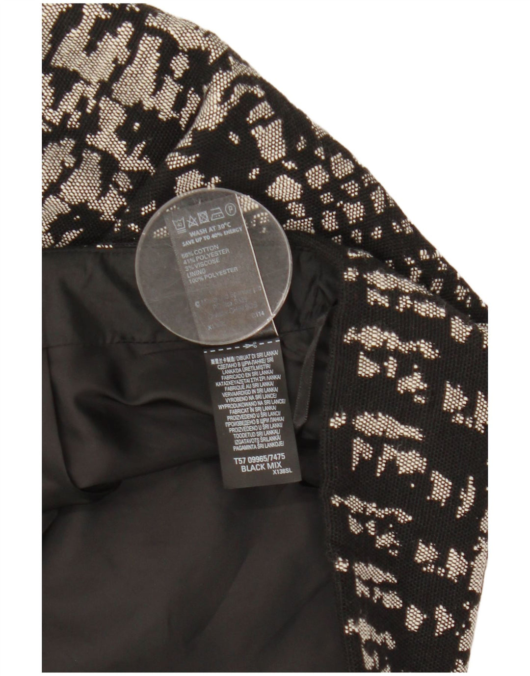Marks & Spencer Damen Minirock UK 12 Medium W31 Schwarze geometrische Baumwolle
