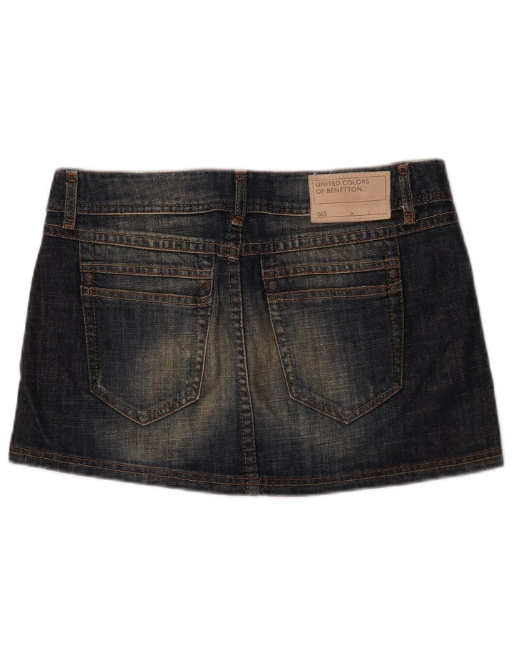Benetton Damen Mini-Jeansrock IT 44 Medium W32 Marineblau