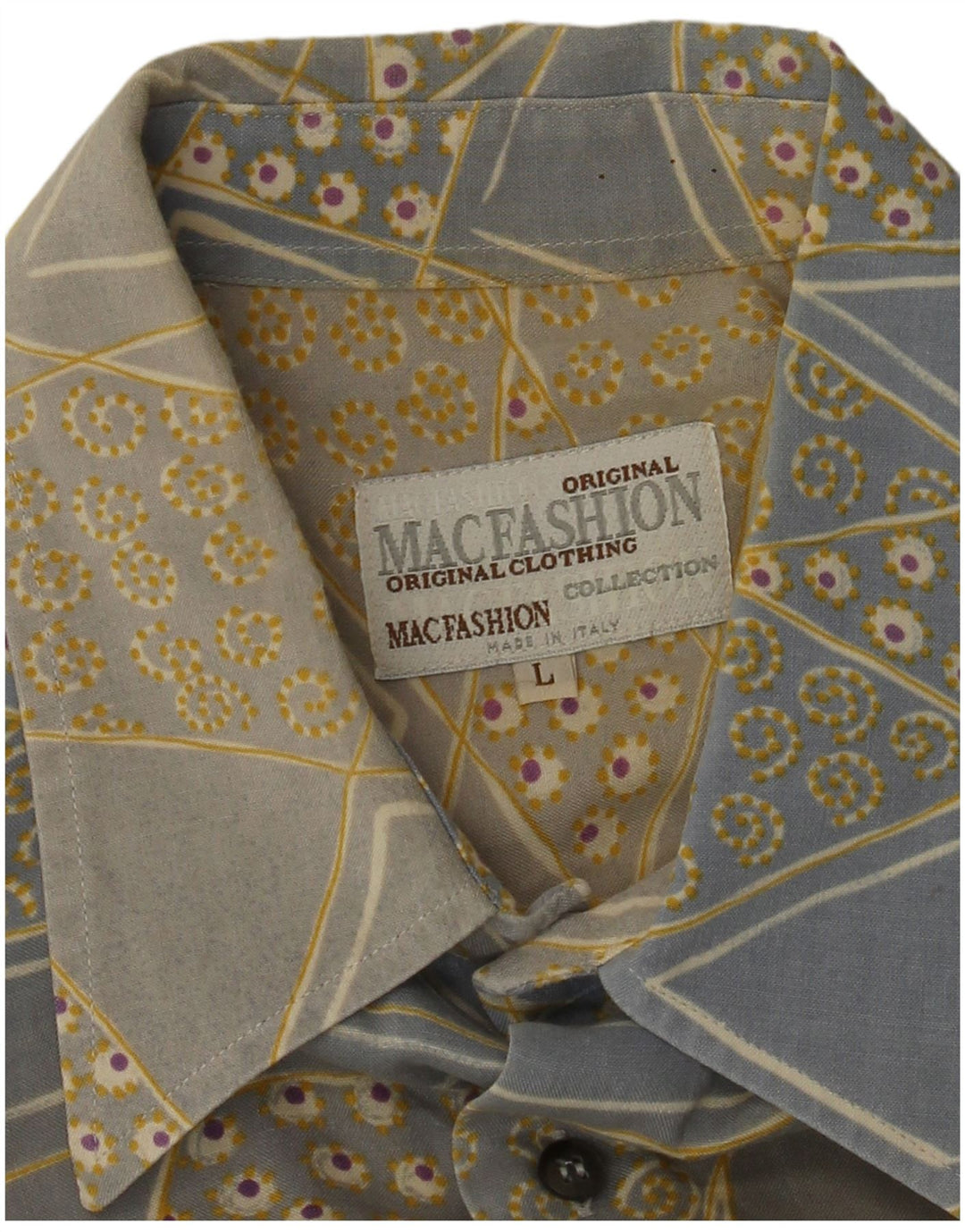 MAC FASHION Herren-Kurzarmhemd, groß, blau, geometrisch