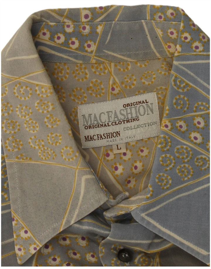 MAC FASHION Herren-Kurzarmhemd, groß, blau, geometrisch