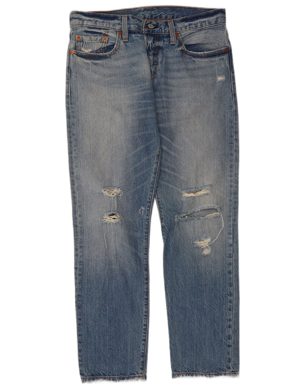 Levi's Damen 501 CT Distressed Straight Jeans W26 L27 Blaue Baumwolle