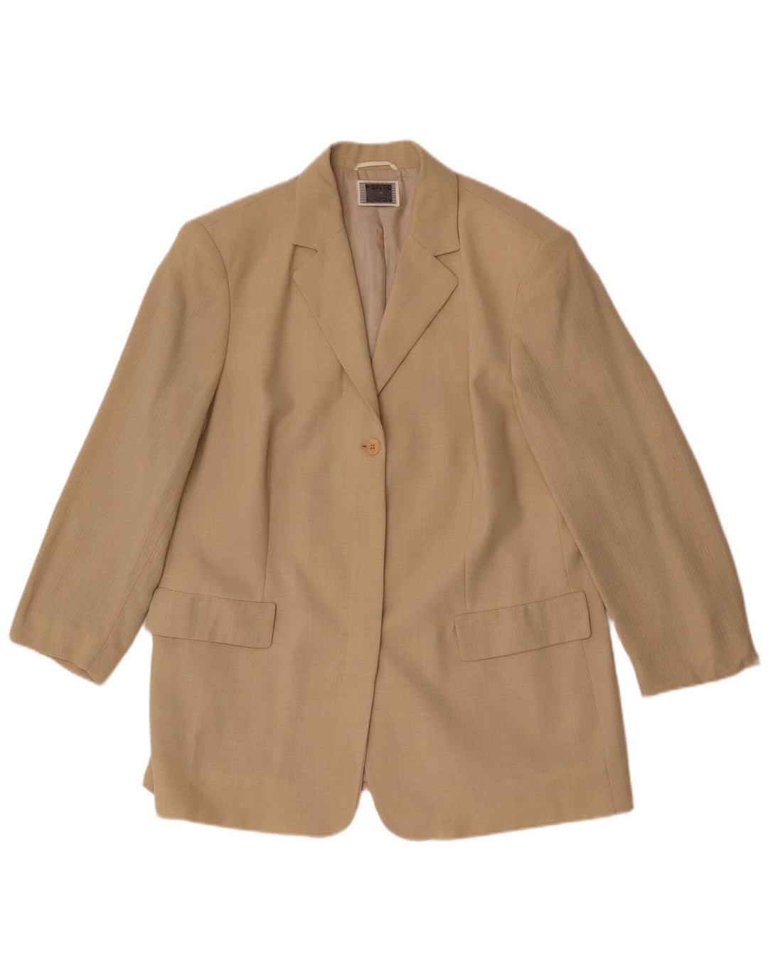 Perte by Krizia Damen 1-Knopf-Blazerjacke UK 16 Large Beige Viskose