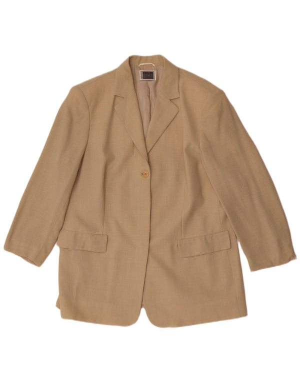 Perte by Krizia Damen 1-Knopf-Blazerjacke UK 16 Large Beige Viskose