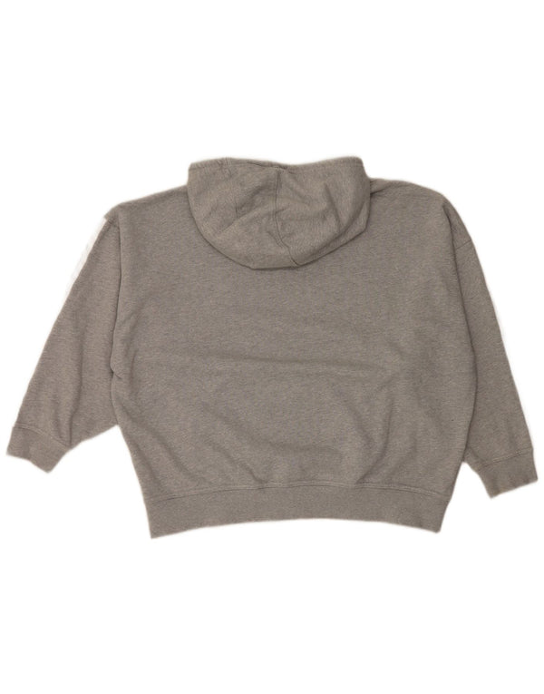Adidas Damen Übergroßer Kapuzenpullover UK 14 Mittelgraue Baumwolle