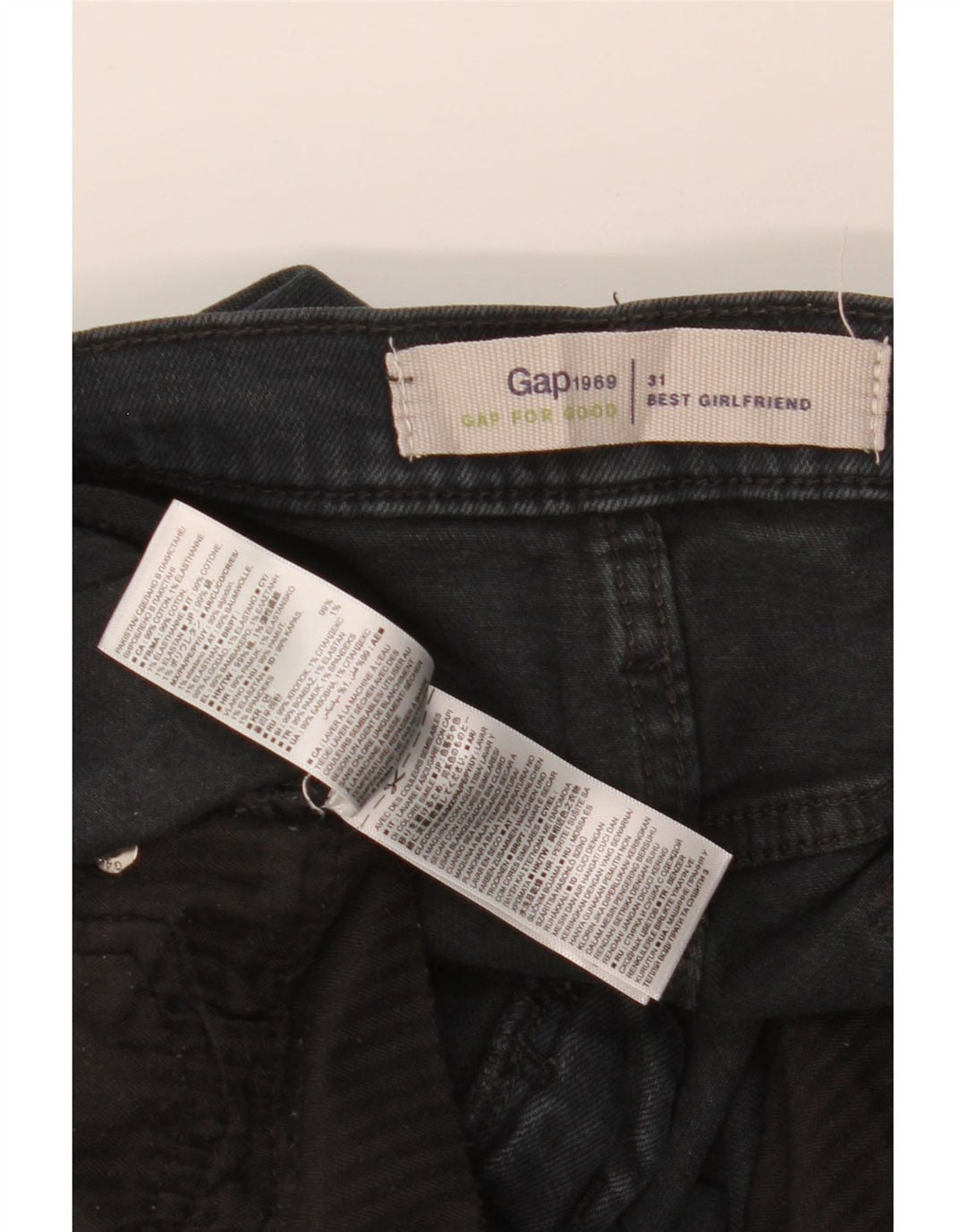 GAP Damen Girlfriend Slim Jeans W31 L27 Schwarze Baumwolle