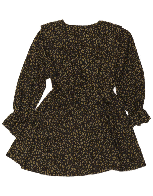 Langärmliges A-Linien-Kleid von Zara für Damen, Gr. 46, großes schwarzes Tiermuster