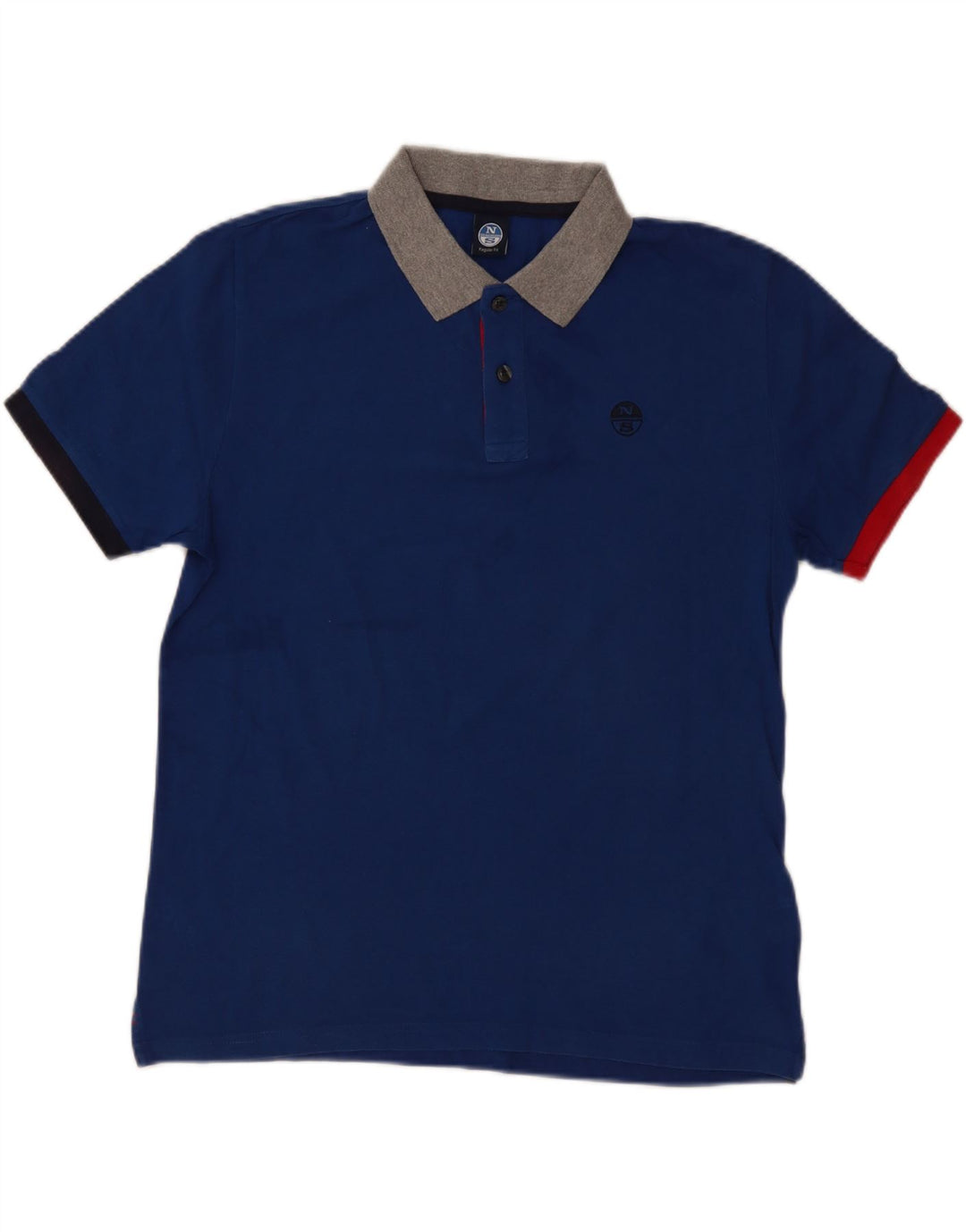 North Sails Herren-Poloshirt mit normaler Passform, mittelmarineblaue Farbblock-Baumwolle