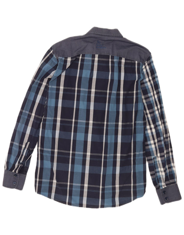 Desigual Mens Shirt Medium Navy Blue Check Cotton