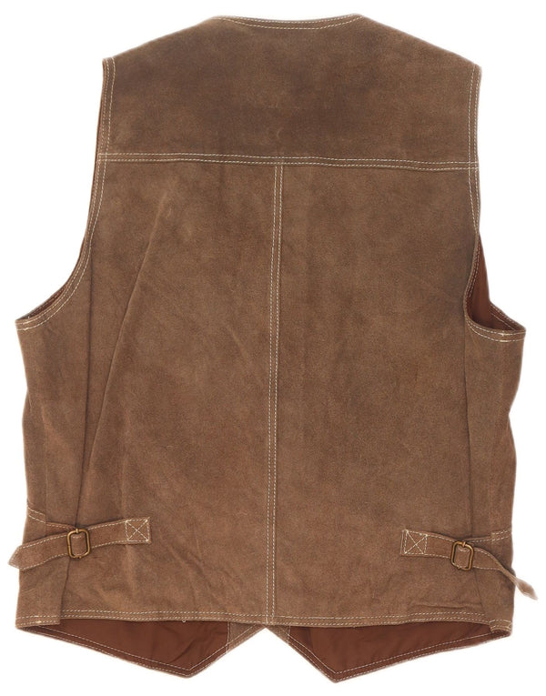 Vintage Herren Wildlederweste Mittelbraunes Leder
