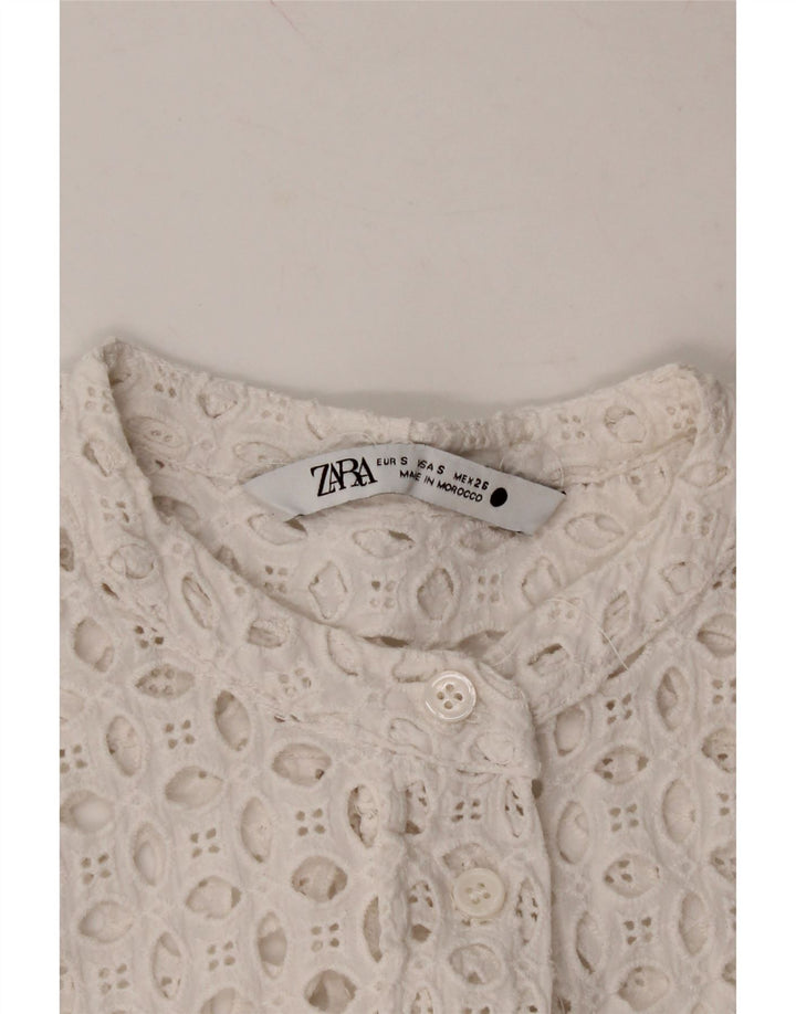 ZARA Womens See Through Shirt Blouse UK 10 Small White Vintage Zara and Second-Hand Zara from Messina Hembry 