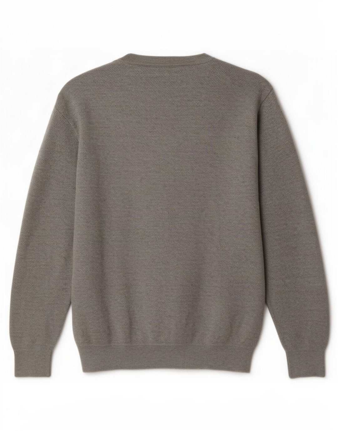 Massimo Dutti Herren-Pullover mit Rundhalsausschnitt, groß, graue Baumwolle