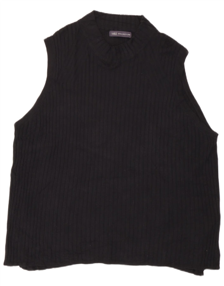 Marks & Spencer Damen Weste Top UK 24 4XL Schwarze Viskose