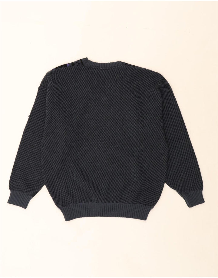 VINTAGE Mens Abstract Pattern V-Neck Jumper Sweater IT 54/56 XL Grey Vintage Vintage and Second-Hand Vintage from Messina Hembry 