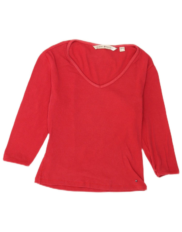 Tommy Hilfiger Damen Crop Top 3/4 Ärmel UK 6 XS Rot