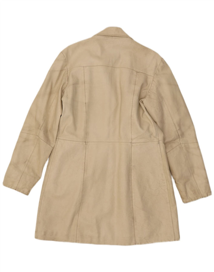 Vintage Damen Ledermantel IT 46 Large Beige