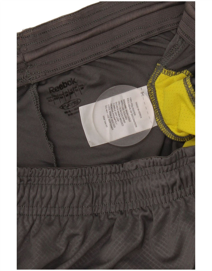 Reebok Herren-Sportshorts aus mittelgrauem Colourblock-Polyester