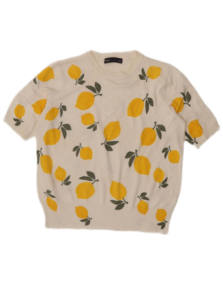Marks & Spencer Damen-Pullover mit abstraktem Muster und U-Boot-Ausschnitt, Gr. 10, Smal