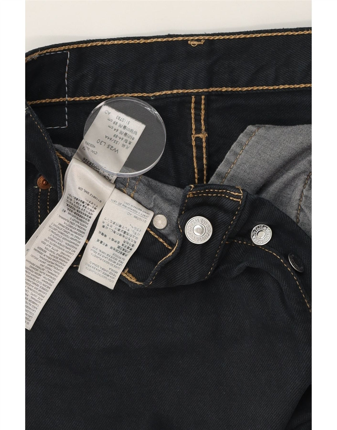 LEVI'S Womens Straight Jeans W25 L30 Navy Blue Cotton Vintage Levi's and Second-Hand Levi's from Messina Hembry 