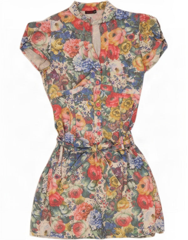 Vintage Damen Kleid mit tiefer Taille UK 22 3XL Mehrfarbig geblümt