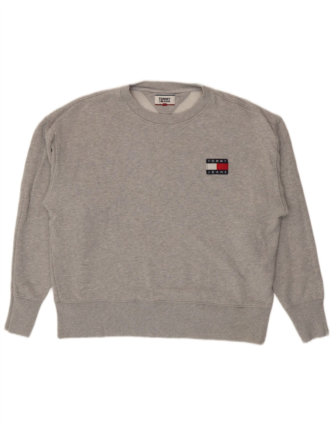 Tommy Hilfiger Herren-Sweatshirt-Pullover, große grau gefleckte Baumwolle