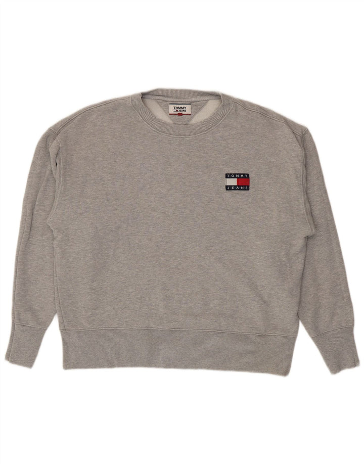 Tommy Hilfiger Herren-Sweatshirt-Pullover, große grau gefleckte Baumwolle