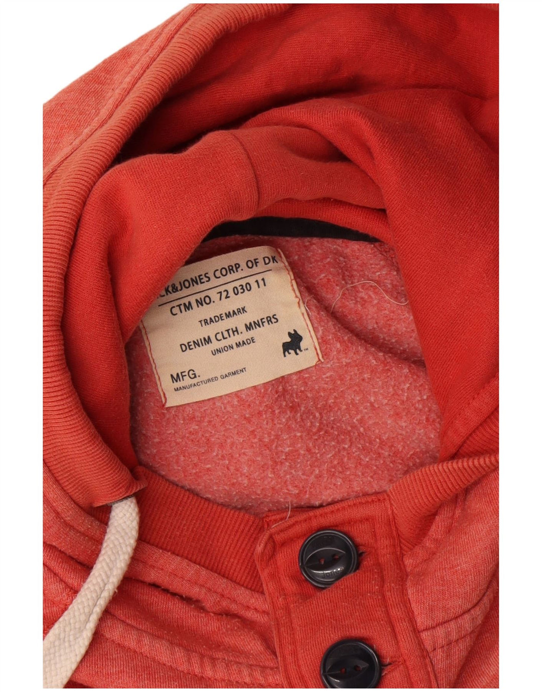 Jack & Jones Herren-Kapuzenpullover mit grafischem Knopfkragen und Farbblockmuster in Mittelrosa