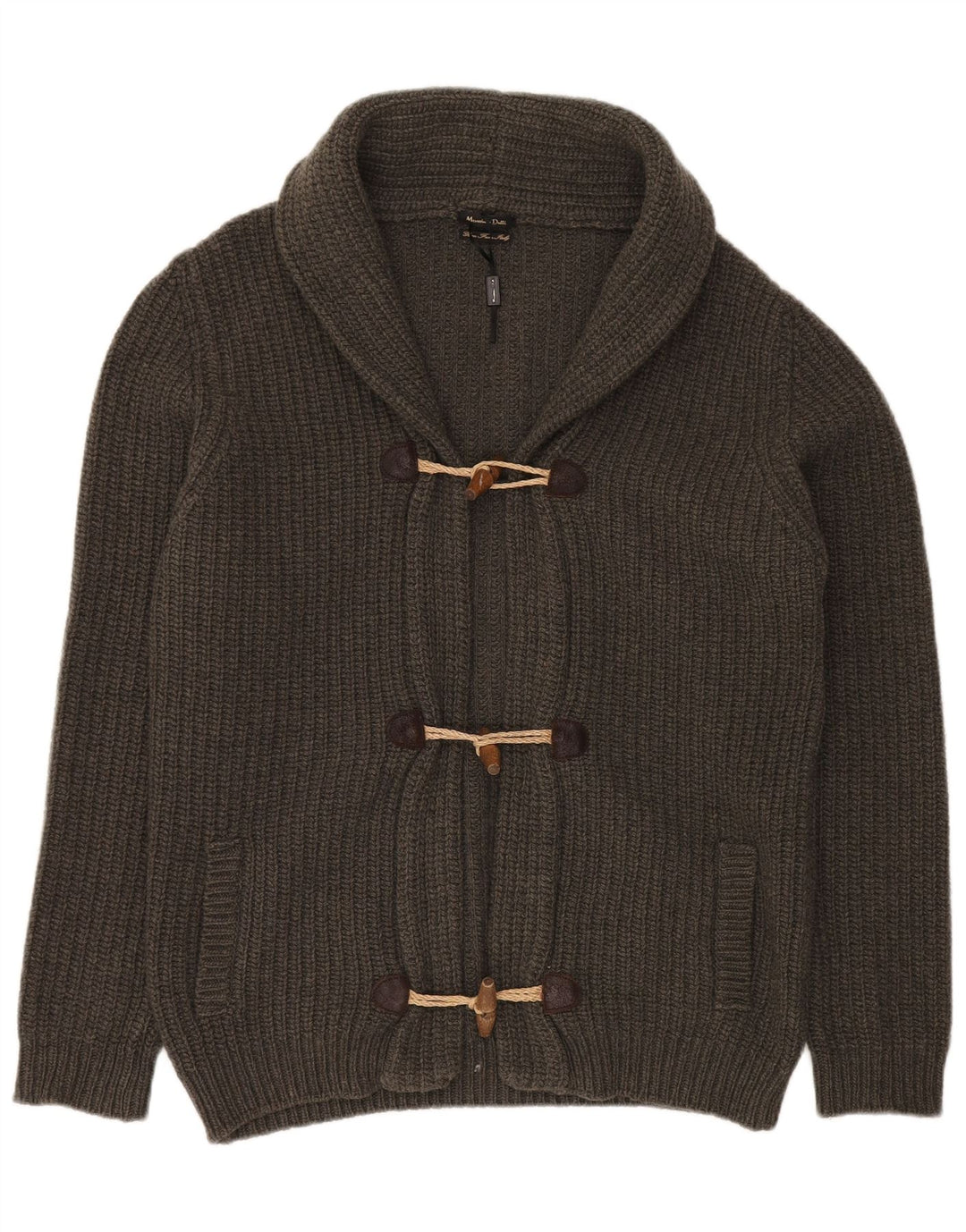 Massimo Dutti Damen Strickjacke UK 18 XL Grüne Wolle