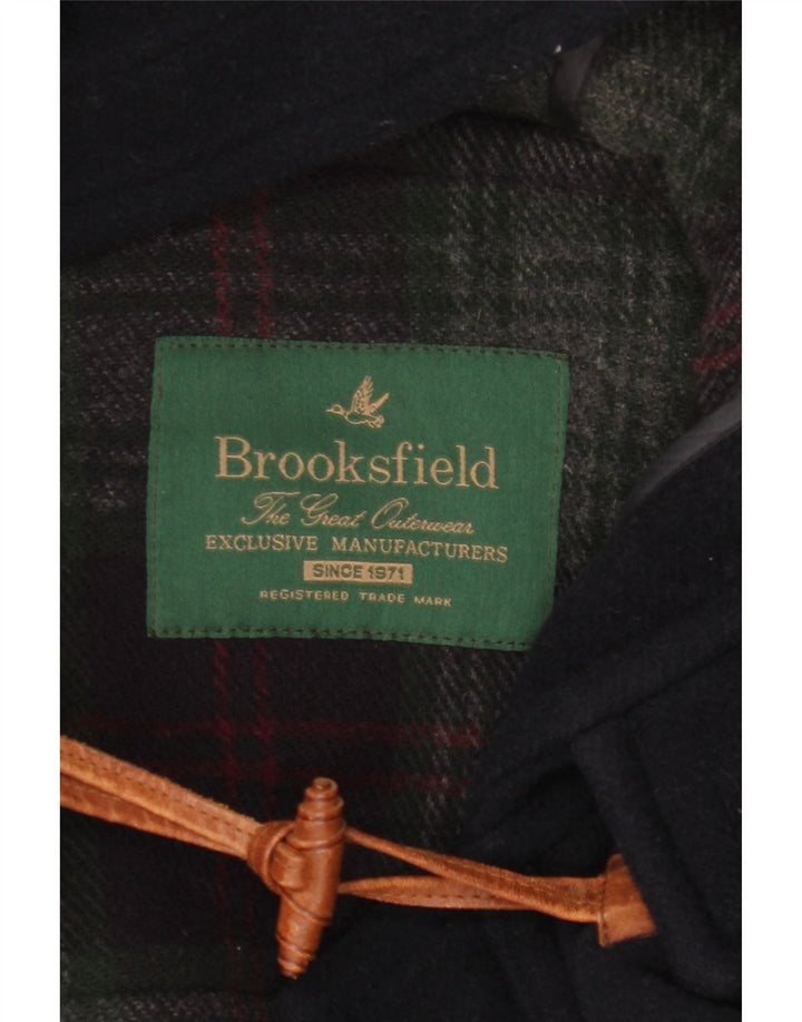 Brooksfield Herren-Dufflecoat mit Kapuze, IT 50, große marineblaue Wolle