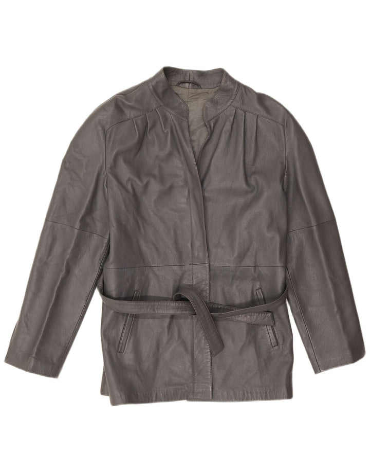 Vintage Damen Wickellederjacke IT 46 Großes graues Leder