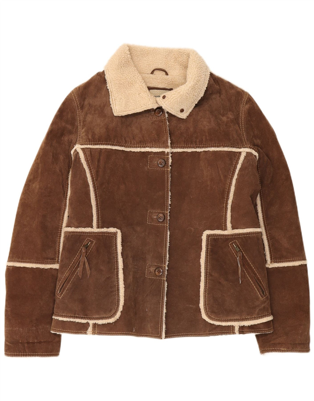 Conbipel Damen Shearling Jacke IT 48 XL Braunes Leder