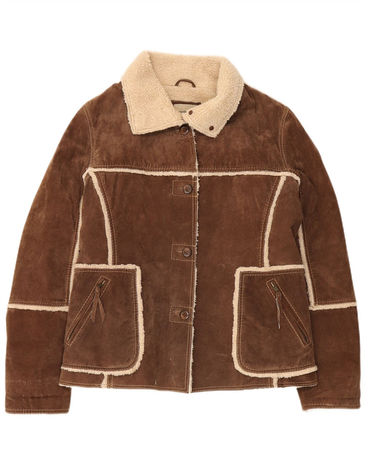 Conbipel Damen Shearling Jacke IT 48 XL Braunes Leder