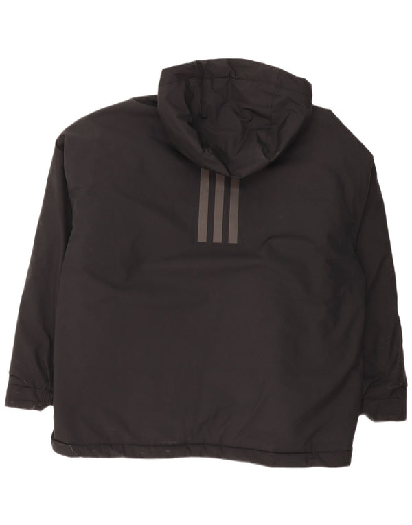 Adidas Mens Hooded Padded Jacket UK 42 XL Black Polyester