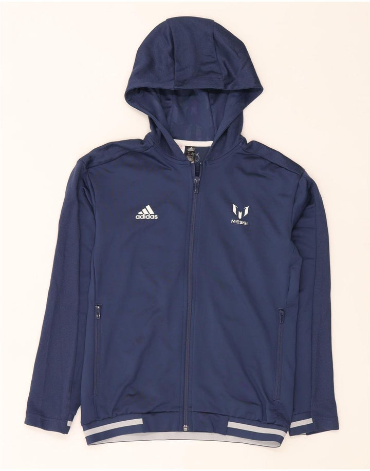 Adidas Jungen MESSI Zip Hoodie Pullover 11-12 Jahre Marineblau Polyester