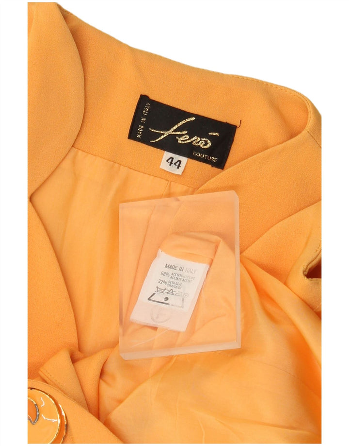 Vintage Damen 1 Knopf Blazer Jacke IT 44 Mittelorange Acetat
