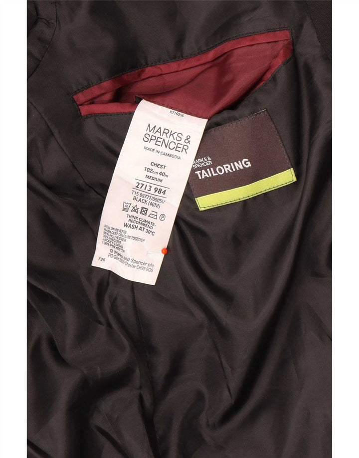 Marks & Spencer Herren-Blazer mit 2 Knöpfen, UK 40, Mittelschwarz, Polyester