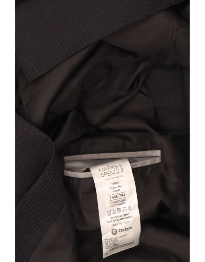 Marks & Spencer Herren-Blazer mit 3 Knöpfen, UK 44, XL, Marineblau, Nadelstreifen