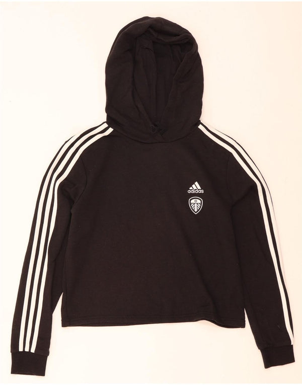 Adidas Damen Leeds United FC Crop Hoodie Pullover UK 12/14 Medium Schwarz