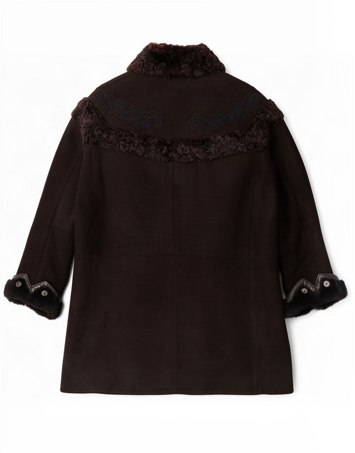 Robrik Damen Shearling Cape Mantel IT 44 Mittelbraun
