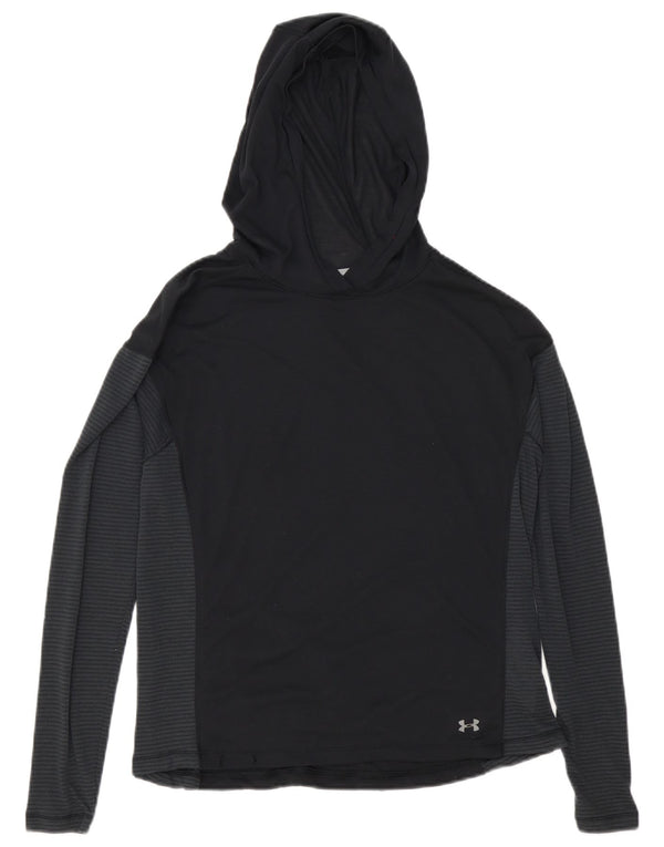 Under Armour Damen Heat Gear Kapuzenoberteil Langarm UK 10 Small Schwarz