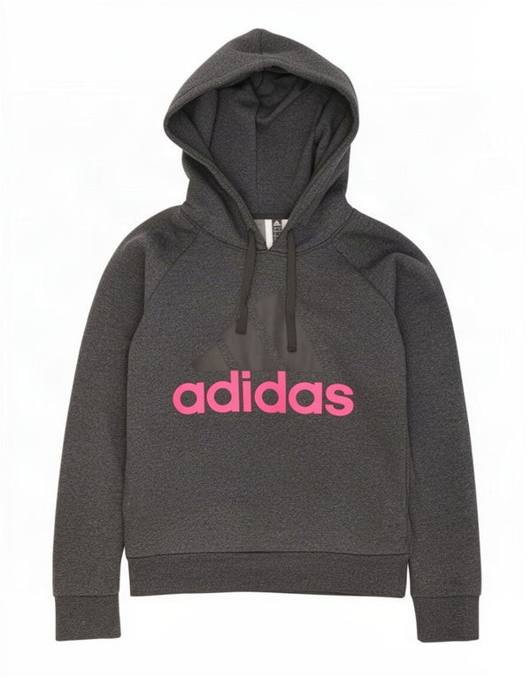 Adidas Womens Graphic Oversized Hoodie Pullover UK 8/10 Small Graue Baumwolle