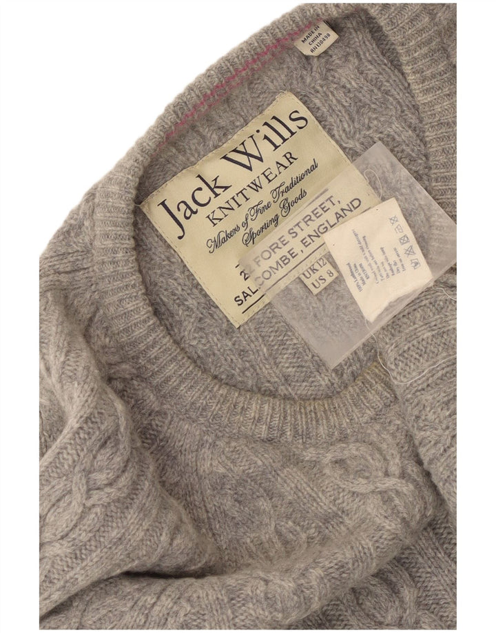 Jack Wills Damen-Pullover mit U-Boot-Ausschnitt, UK 12, mittelgraue Lammwolle