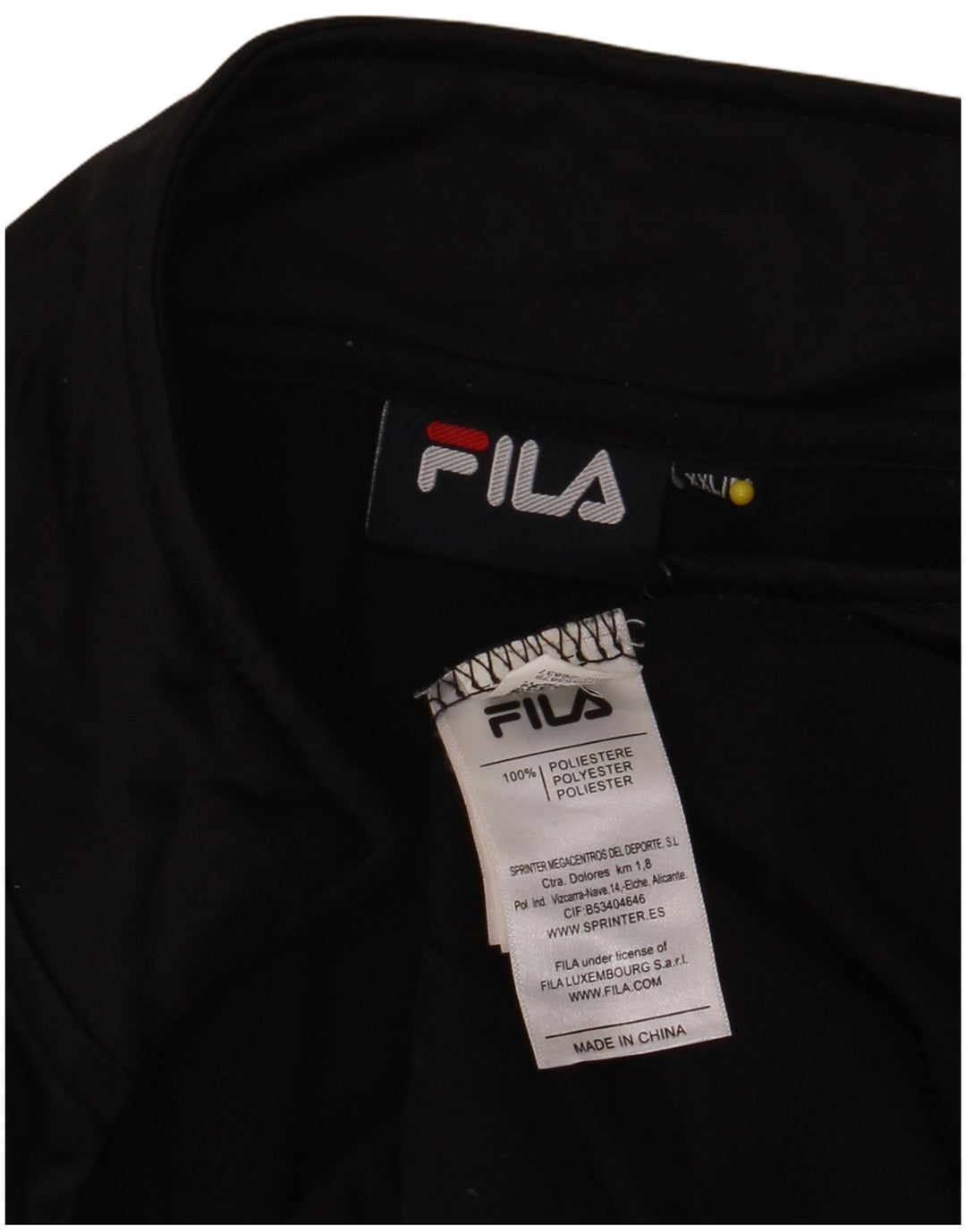 FILA Mens Tracksuit Top Jacket 2XL Black Colourblock Polyester