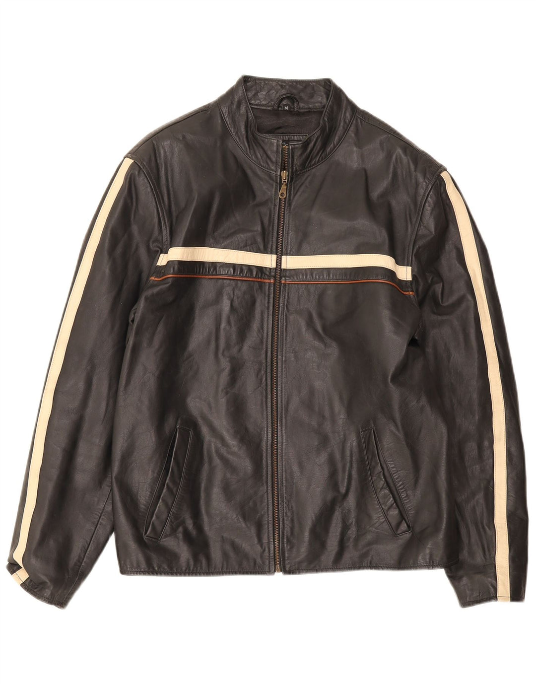 Lee Cooper Herren Lederjacke UK 38 Medium Schwarz gestreift